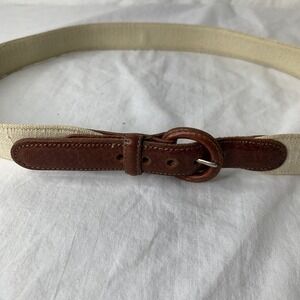 Torino Italian Woven Tan/ Cream Made In USA Belt Sz 36 #6978 Leather Buckle EUC